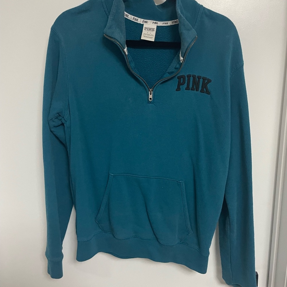 Victoria's Secret PINK Blue Woman Zip-Up Sweater